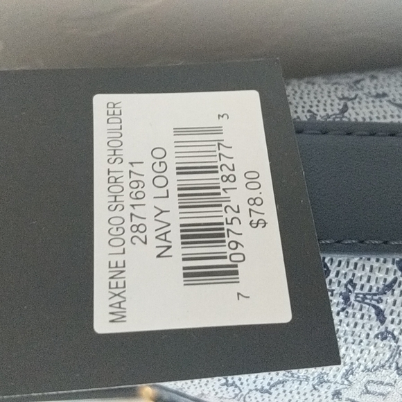 NWT NANETTE LEPORE Maxene Logo Short Shoulder Bucket Bag - Navy Blue - Picture 12 of 14